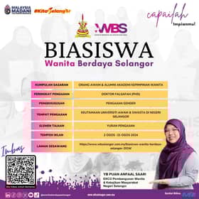 Biasiswa Wanita Berdaya Selangor dibuka, orang awam, alumni dipelawa mohon