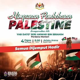 Himpunan Pembebasan Palestin di Bukit Jalil malam ini, orang ramai digalak guna LRT