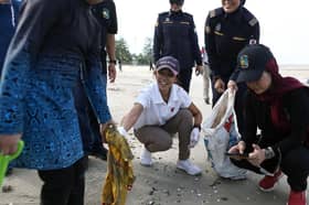 Tengku Zatashah joins efforts to clear up Pantai Morib, collecting over 170 kg in waste