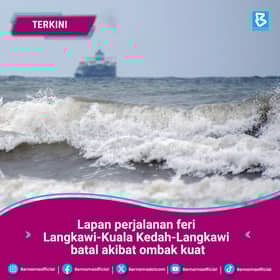 Ombak besar, lapan perjalanan feri Langkawi-Kuala Kedah-Langkawi batal