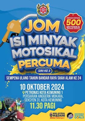MBSA: Peluang isi minyak percuma di Petronas Kota Kemuning 1 esok