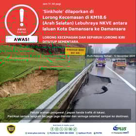 Sinkhole appears on NKVE after heavy downpour, forces lane closure 