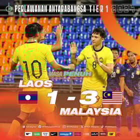 Aksi persahabatan, Harimau Malaya atasi Laos 3-1