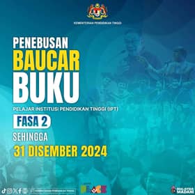 Penuntut IPT diseru tebus baucar buku RM100, tarikh tutup 31 Disember