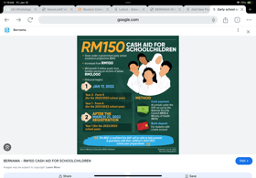 Early school aid of RM150 to be disbursed in January