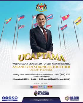 Anwar sampaikan ucaptama pada sesi Plenari Asean sempena WEF di Davos malam ini