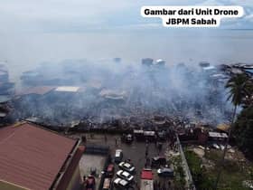 Masjid, 62 rumah atas air musnah terbakar di Tawau