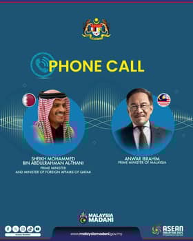 Anwar terima panggilan telefon rakan sejawat dari Qatar, bincang situasi terkini di Gaza