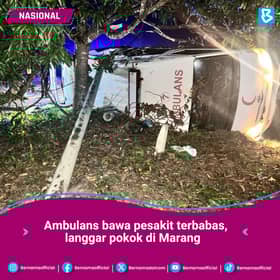 Ambulans terbabas, langgar pokok, pesakit, penumpang cedera