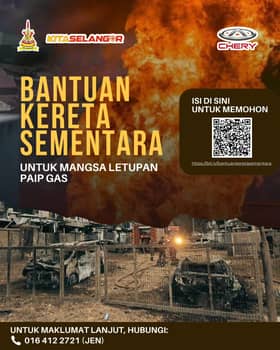 Kebakaran paip gas: Chery sumbang kereta untuk kegunaan sementara mangsa