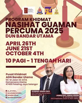 Wakil rakyat Bandar Utama tawar khidmat bantuan guaman percuma