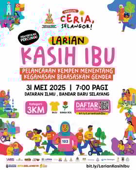 Kuntuman ros, t-shirt percuma menanti peserta Larian Kasih Ibu 31 Mei ini