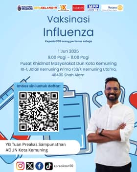 ADN Kota Kemuning tawar 200 vaksin influenza percuma