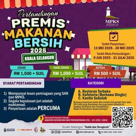 MPKS anjur Pertandingan Premis Makanan Bersih, tingkat kesedaran menjaga kebersihan