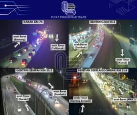 Aliran trafik perlahan di beberapa lebuh raya utama malam ini