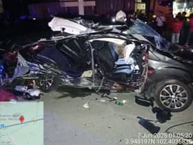 Lima sekeluarga maut dalam nahas dua kenderaan