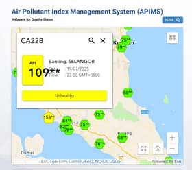 Dua kawasan di Selangor catat IPU tidak sihat setakat 11 malam