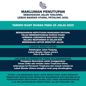LLM: Sebahagian Jalan Tanjung di Bandar Utama ditutup mulai esok