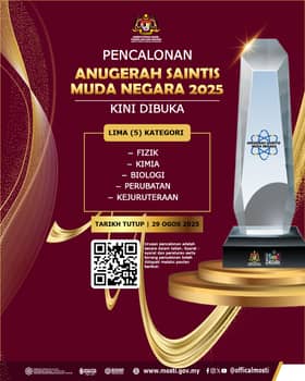 Mosti: Pencalonan Anugerah Saintis Muda Negara 2025 dibuka hingga 29 Ogos
