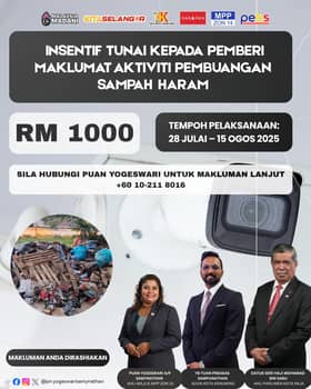 புக்கிட் கெமுனிங் பகுதியில் குப்பைகளை பொது இடங்களில் வீசுவோரை பிடிக்க உதவினால் வெ.1,000 வெகுமதி