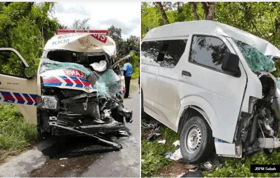 救护车于客货车相撞  中风病患当场身亡12人伤