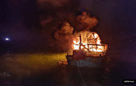 班台一渔船深夜起火　25船员跳海逃生