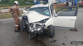 轿车疑失控撞路灯柱   酿1死.婴儿女童等4重伤