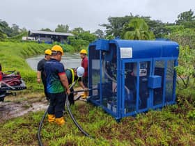 瓜雪3地装高容量移动水泵　水利局全力疏缓水灾灾情