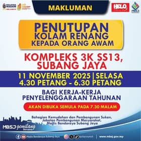 சுபாங் ஜெயா SS13 3K வளாக நீச்சல்குளம் தற்காலிகமாக மூடல்: MBSJ தகவல் 