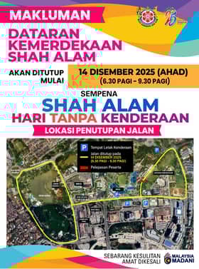 MBSA: Penutupan jalan sempena Shah Alam Hari Tanpa Kenderaan