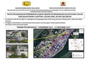Perubahan aliran trafik Telok Gong bermula 7 Disember bagi naik taraf jalan