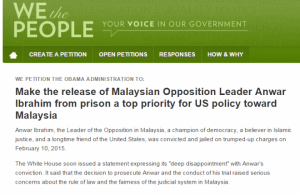 100,000 petition signatures urging America to prioritise policy to free Anwar