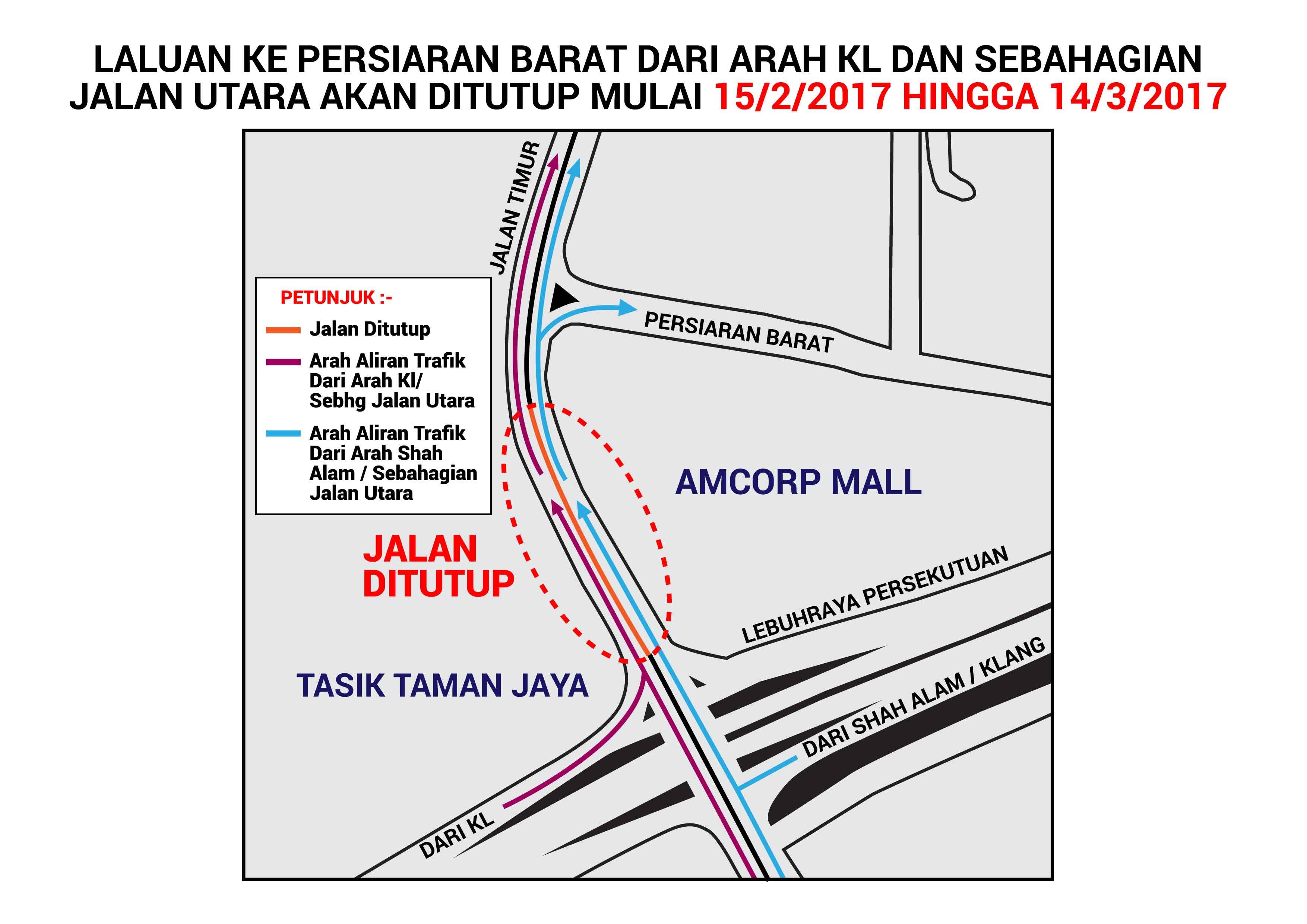 Persiaran Barat PJ temporarily closed
