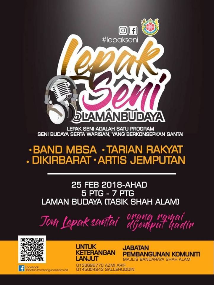 Jom meriahkan Lepak Seni di Laman Budaya Ahad ini