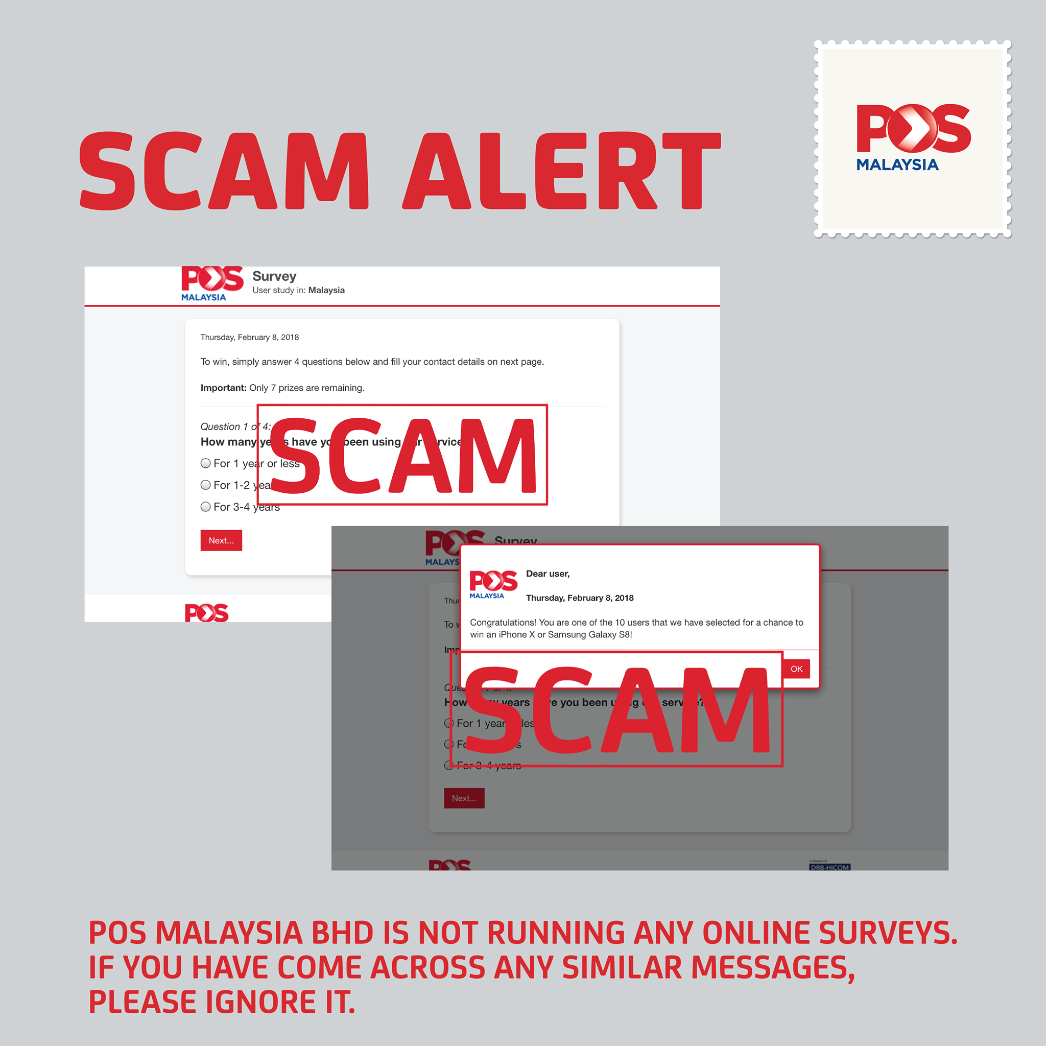 Pos Malaysia kesan kaji selidik palsu