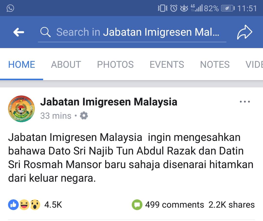 Najib, Rosmah dihalang ke luar negara