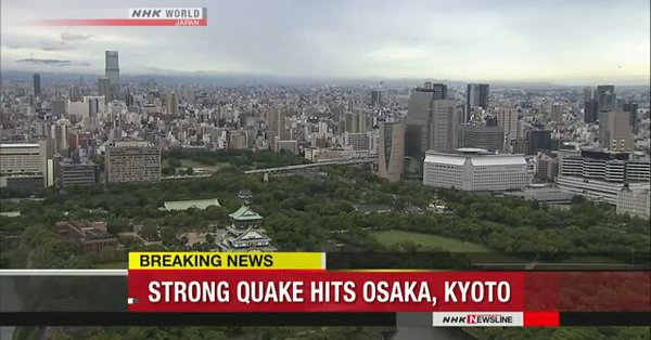 Jumlah kematian gempa bumi Osaka terus meningkat