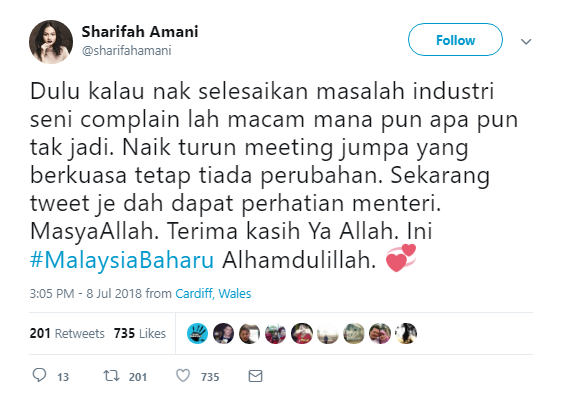 Sharifah Amani puji Malaysia Baharu