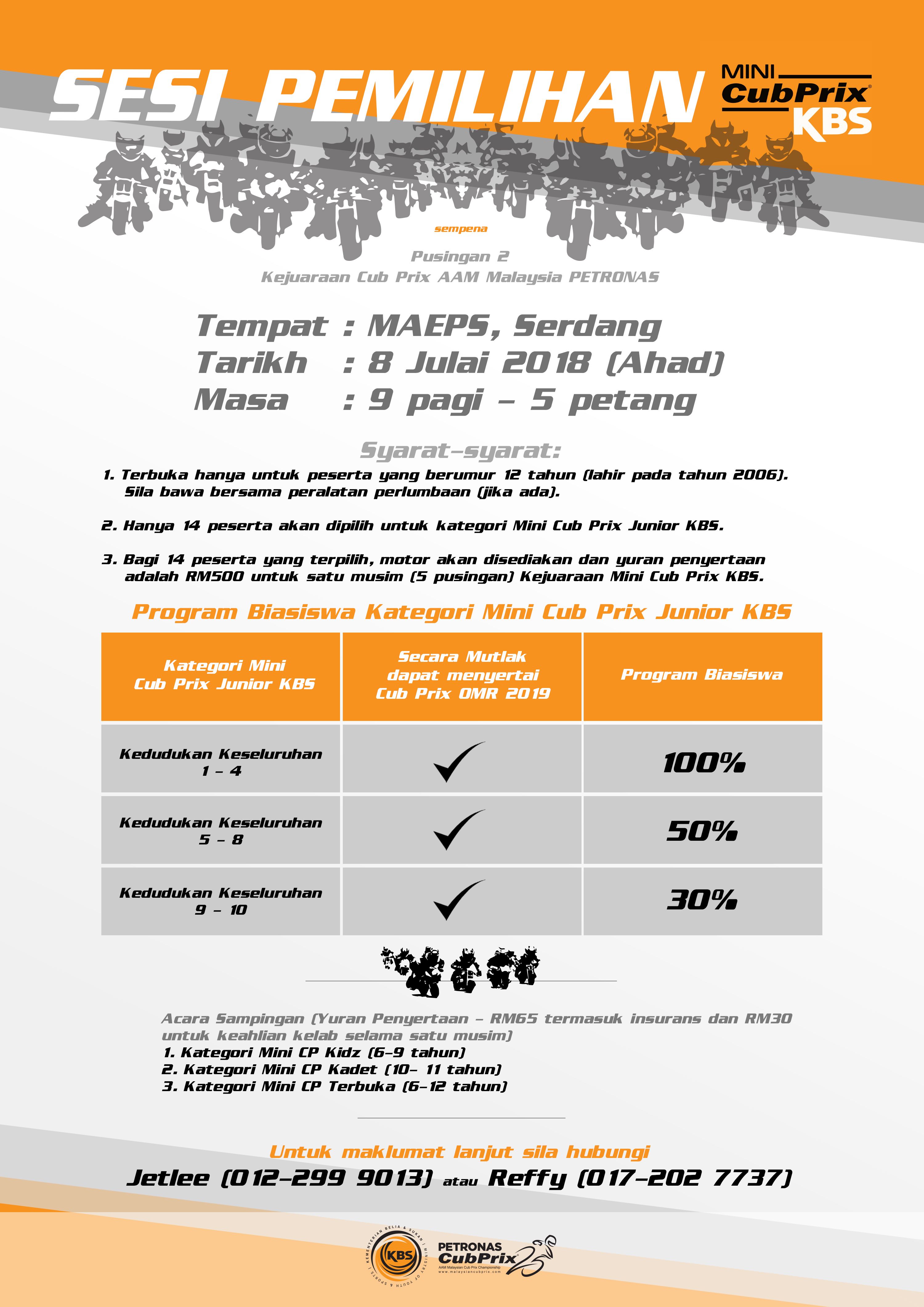 Mini Cub Prix KBS: Penganjur jalani sesi pemilihan
