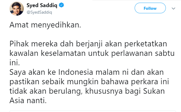 Syed Saddiq ke Indonesia, pantau keselamatan skuad B-19