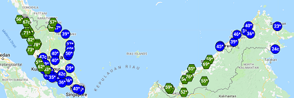 Jerebu sederhana landa Pantai Barat Semenanjung dan Sarawak