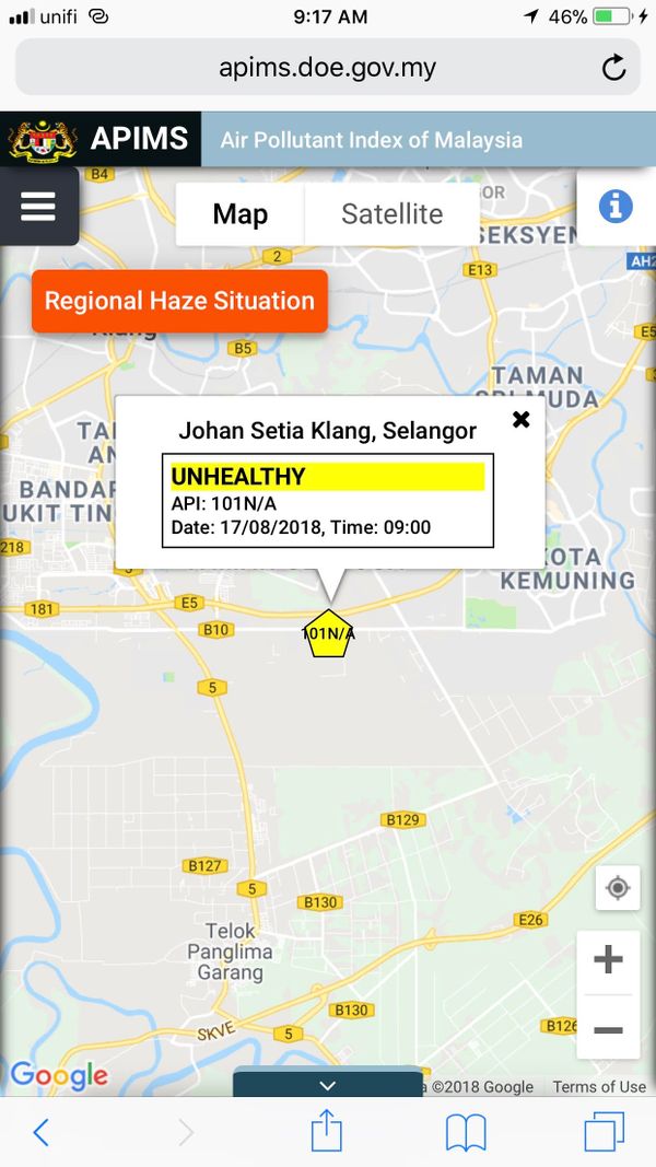 Johan Setia cecah bacaan jerebu tidak sihat