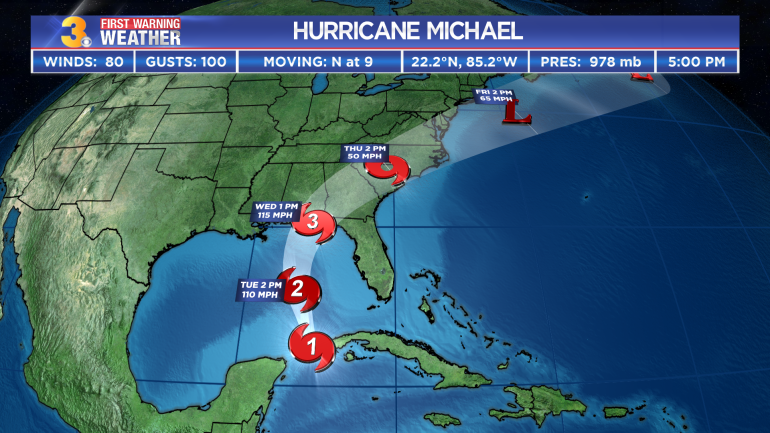 Hurikan Michael badai Cuba barat dengan anging kencang, hujan lebat