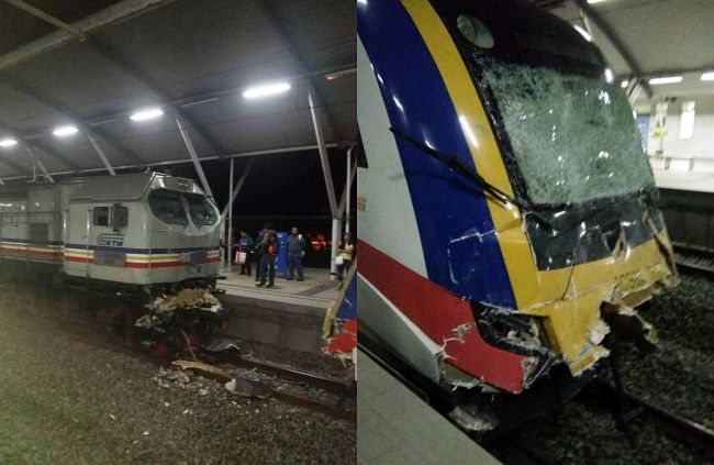Dua tren KTMB berlanggar di Stesen Tanjung Malim