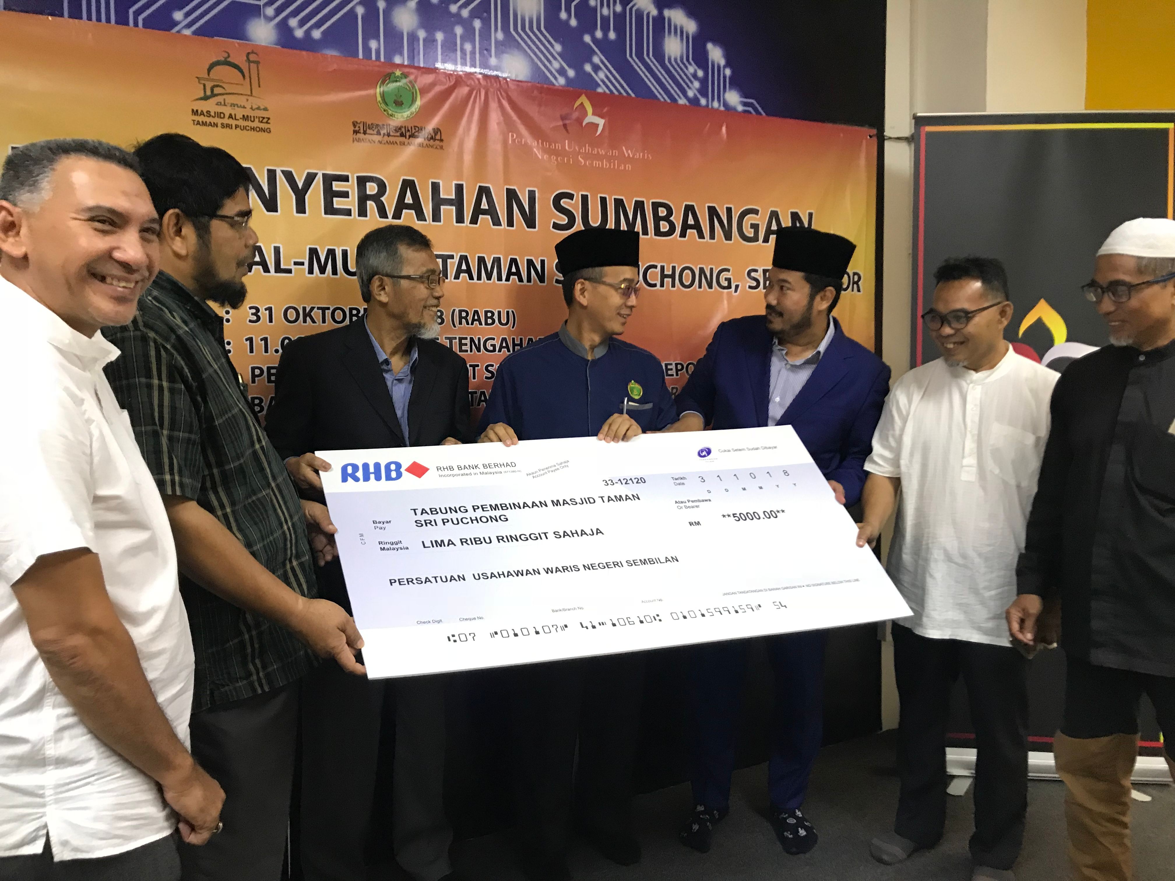 PUWAS sumbang RM5,000 bina masjid baru di Puchong