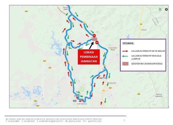 Jambatan Sungai Kerling ditutup sementara waktu