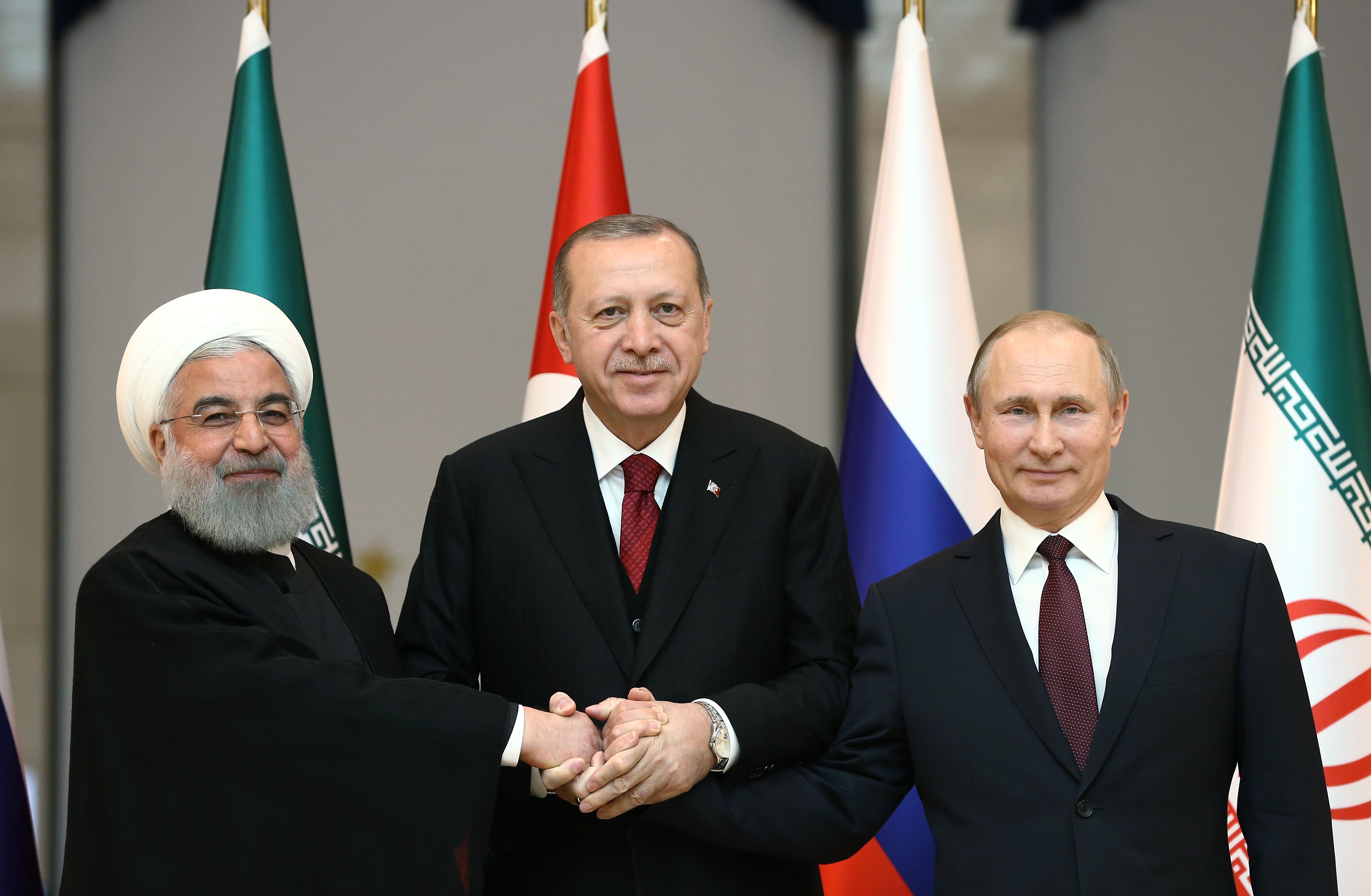 RUSSIA, TURKEY, IRAN PLEDGE TO ENHANCE JOINT WORK ON SYRIAN PEACE PROCESS