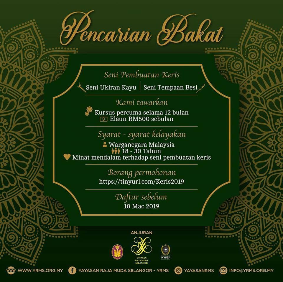 YRMS ajak belia sertai Seni Kemahiran Pembuatan Keris Tradisional