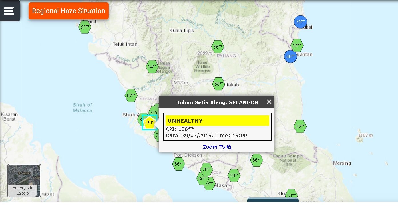 Kualiti udara di Johan Setia tidak sihat