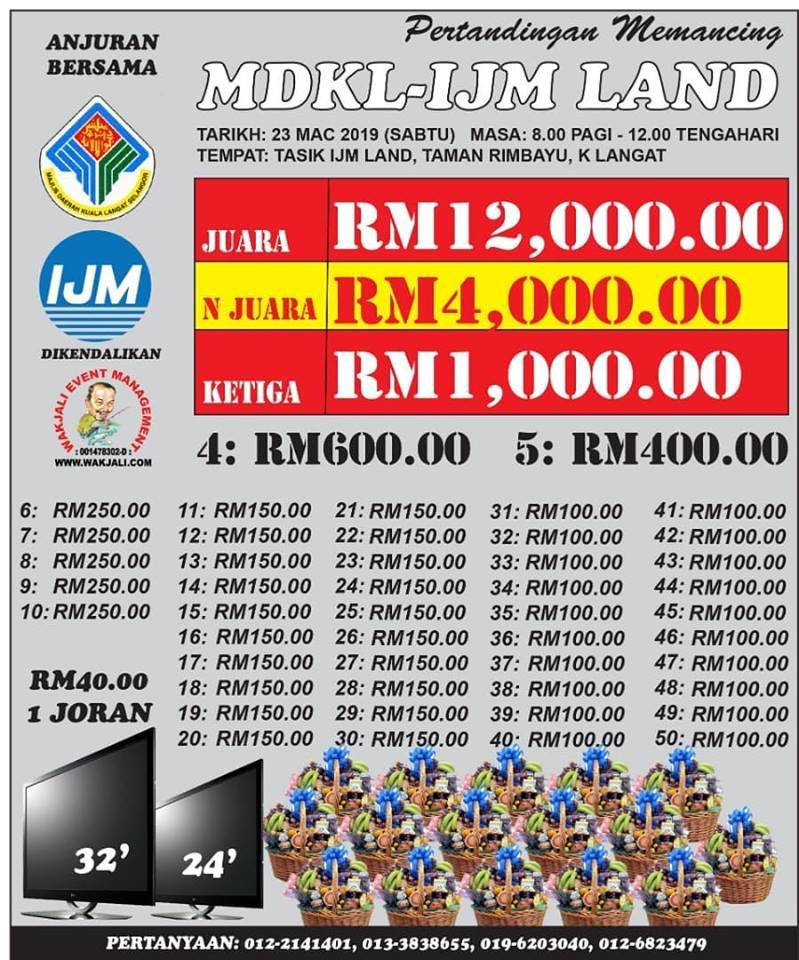 Pertandingan Memancing MDKL-IJM tawar hadiah RM20,000